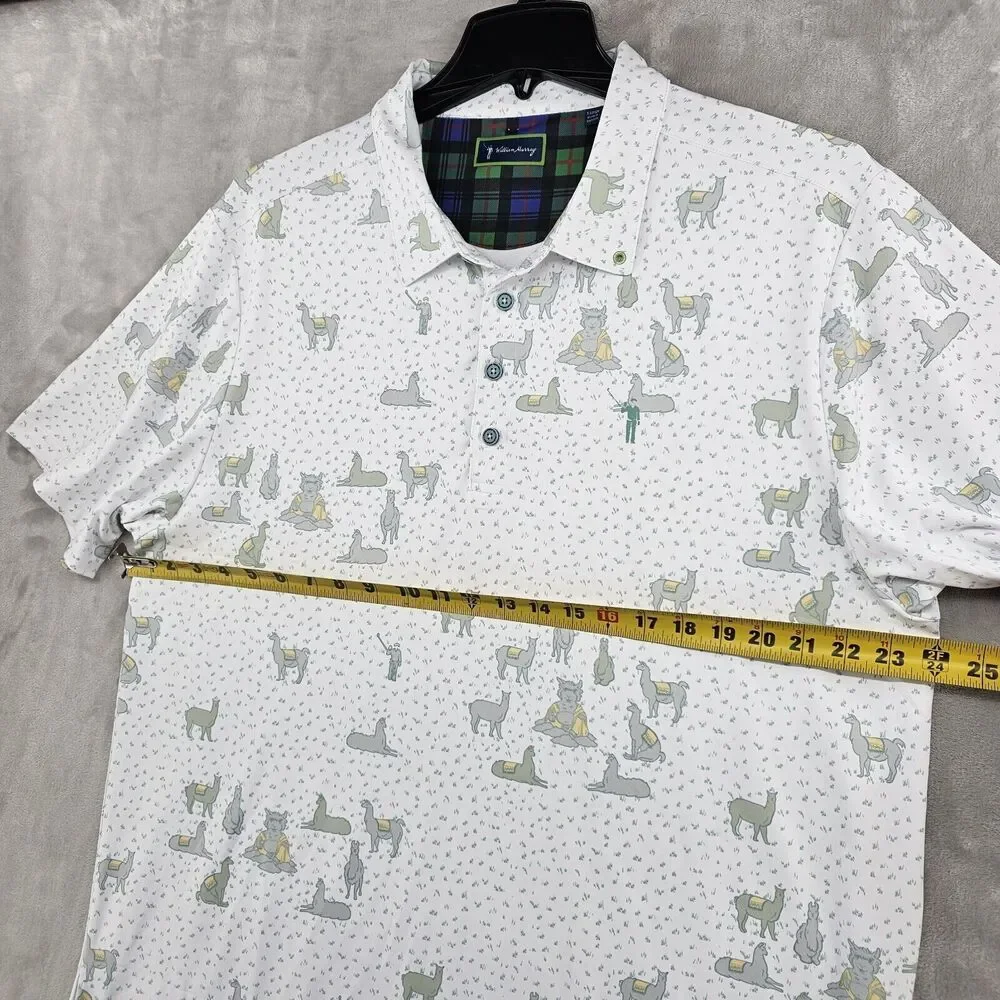 William Murray Polo Shirt Mens XL Dalai‎ Llama All Over Print Golf Casual